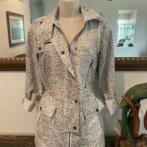 Joie Gray Leopard Print Utility Jacket